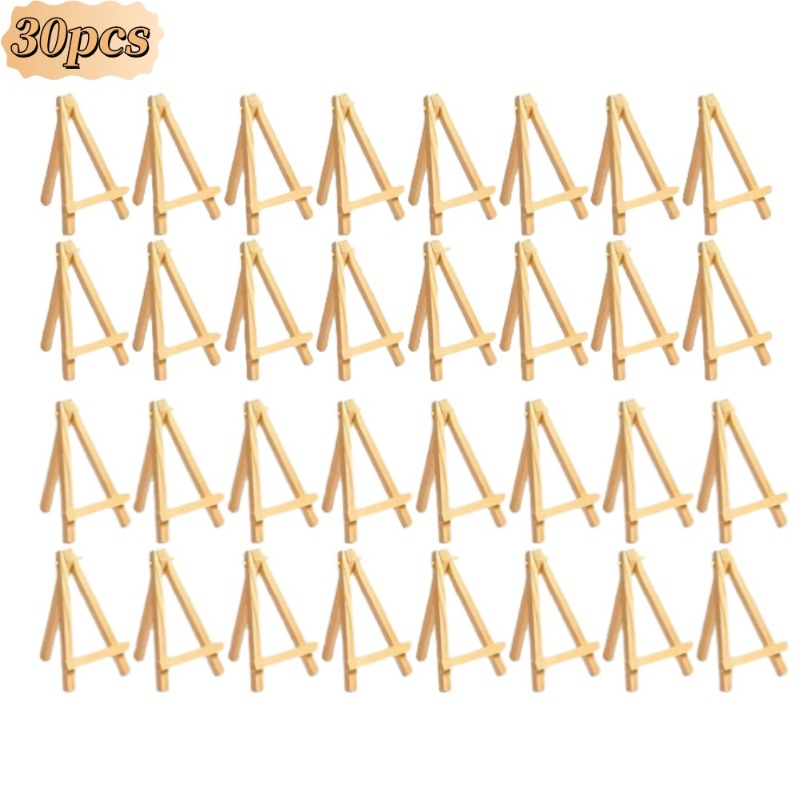 Desk Setup Home - 30Pcs Mini Wooden Easel Stands A-Frame