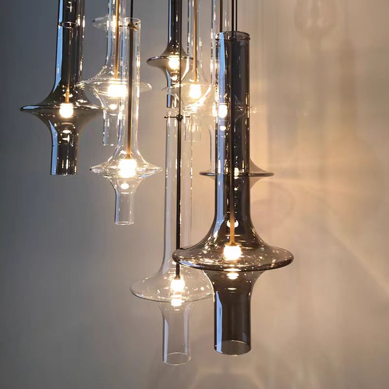 Desk Setup Minimalist - Nordic Glass Tube Pendant Light, Minimalist