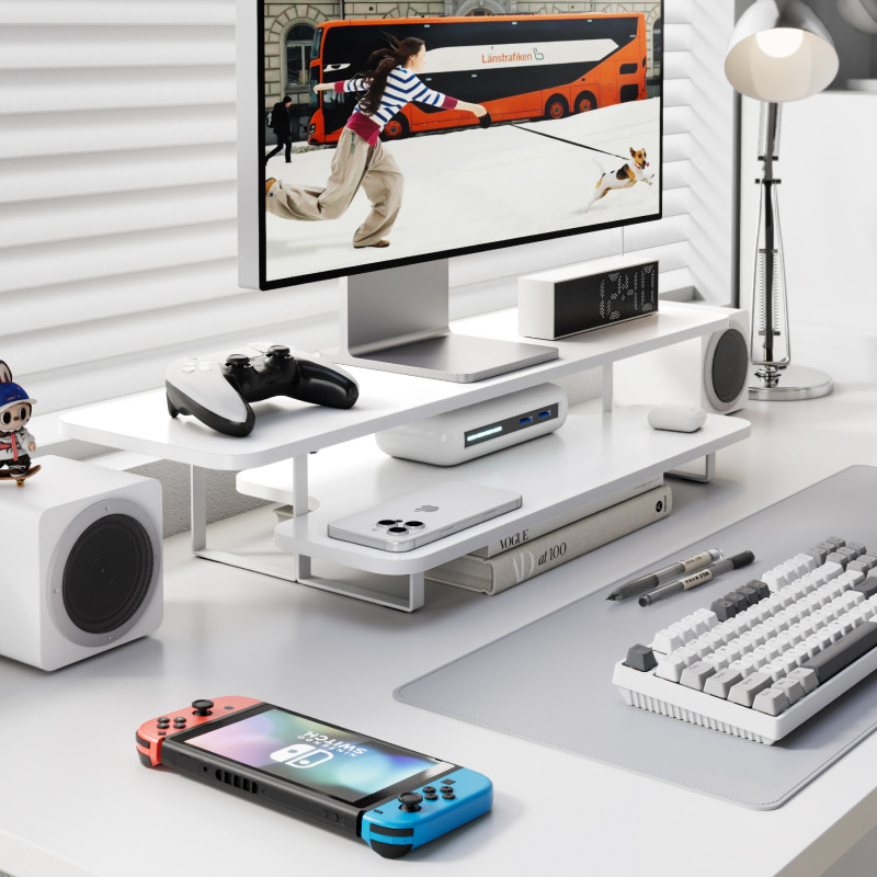 Walnut Finish Monitor Stand Ri – Desk Setup With Laptop And Monitor Bewertung und Preis