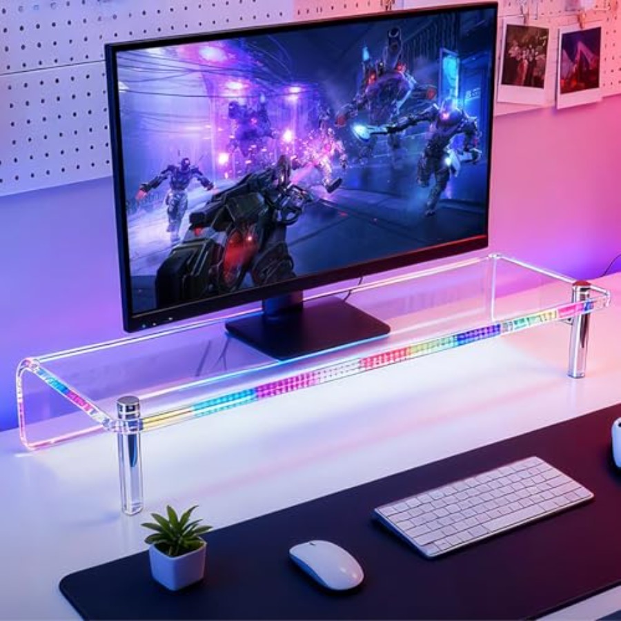 Acrylic Monitor Stand with WRG – Desk Setup With Laptop And Monitor Bewertung und Preis