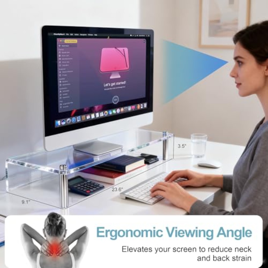 Acrylic Monitor Stand with WRG – Desk Setup With Laptop And Monitor Bewertung und Preis