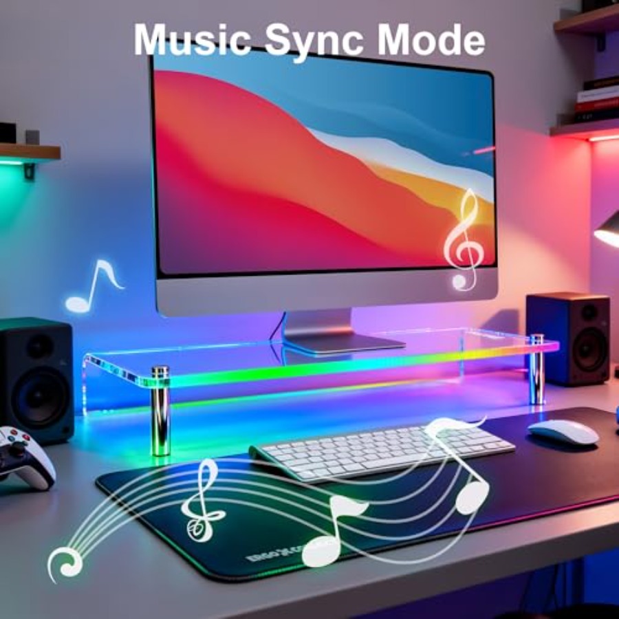 Acrylic Monitor Stand with WRG – Desk Setup With Laptop And Monitor Bewertung und Preis