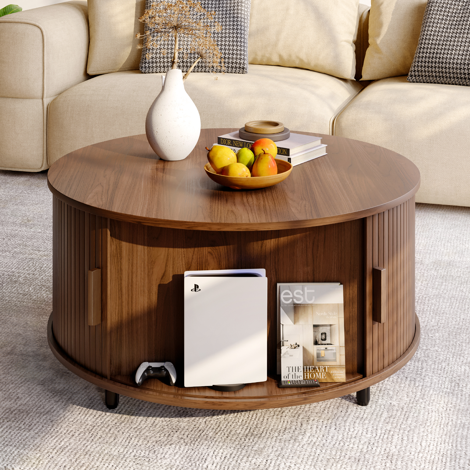 Round Coffee Table with Storag – Desk Setup Minimalist Bewertung und Preis
