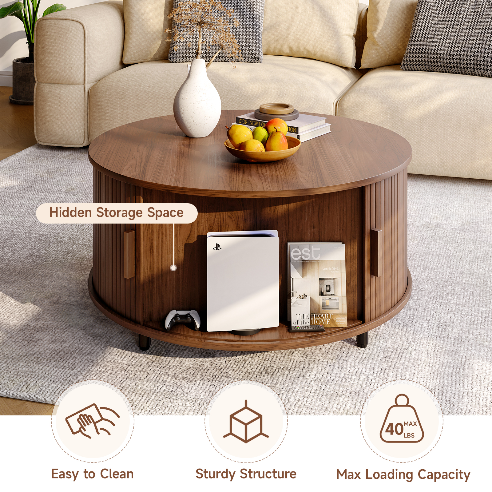 Round Coffee Table with Storag – Desk Setup Minimalist Bewertung und Preis