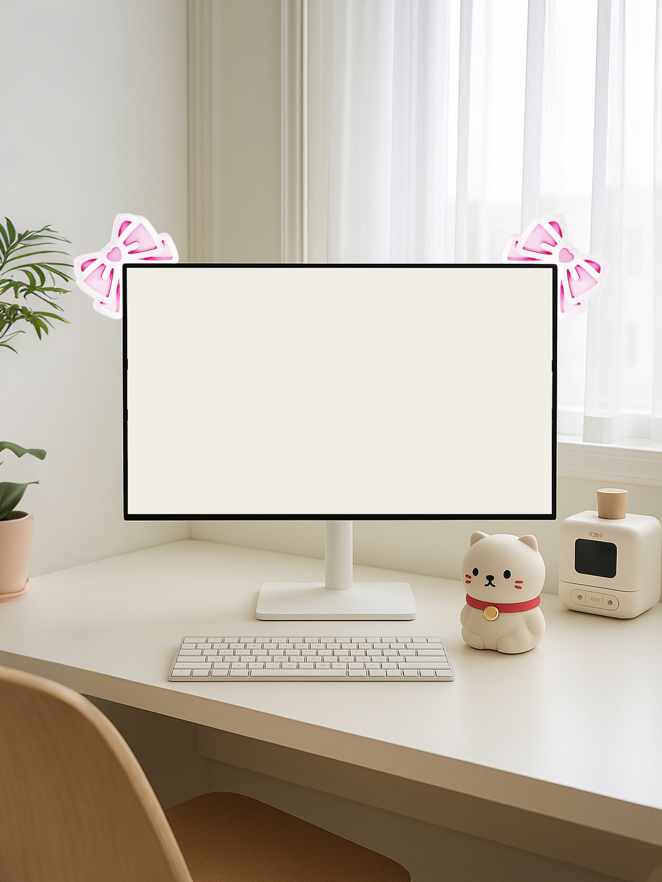 Kawaii Bow Monitor Decor Pink  – Desk Setup Home Bewertung und Preis