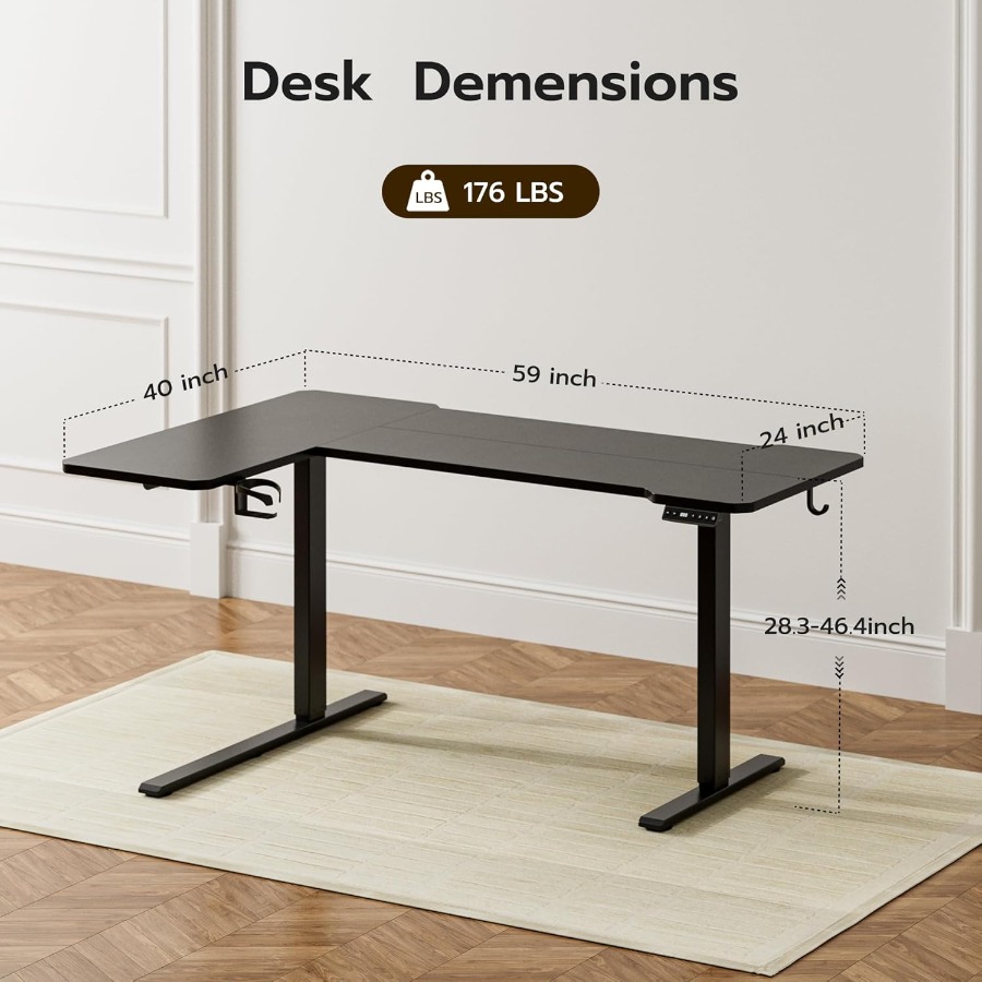 59 Inch L Shaped Adjustable He – L Shaped Desk Setup Bewertung und Preis